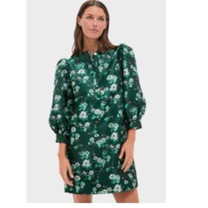 Emerald Magnolia Floral Jacquard Samantha Dress